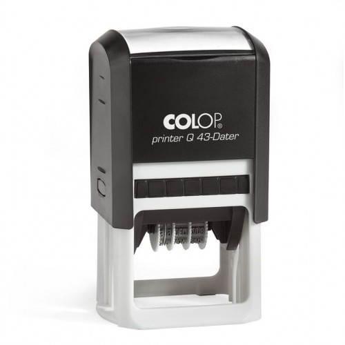 COLOP Printer Q 43 Dátum fekete önfestékező dátumbélyegző tetszőleges szöveggel